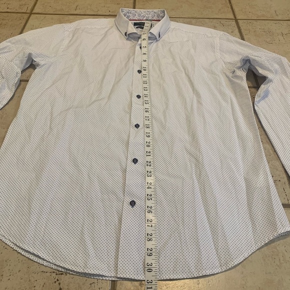Lloyd & Jefferson London Men's White Blue Polka Dot Paisley Dress Shirt XL - Picture 6 of 6